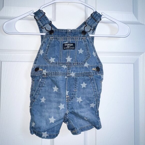 OshKosh B'gosh Other - OshKosh B'gosh Baby Star Denim Bib Overalls Size 6M